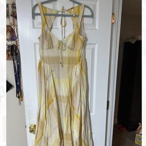 yellow midi patchwork free people dress